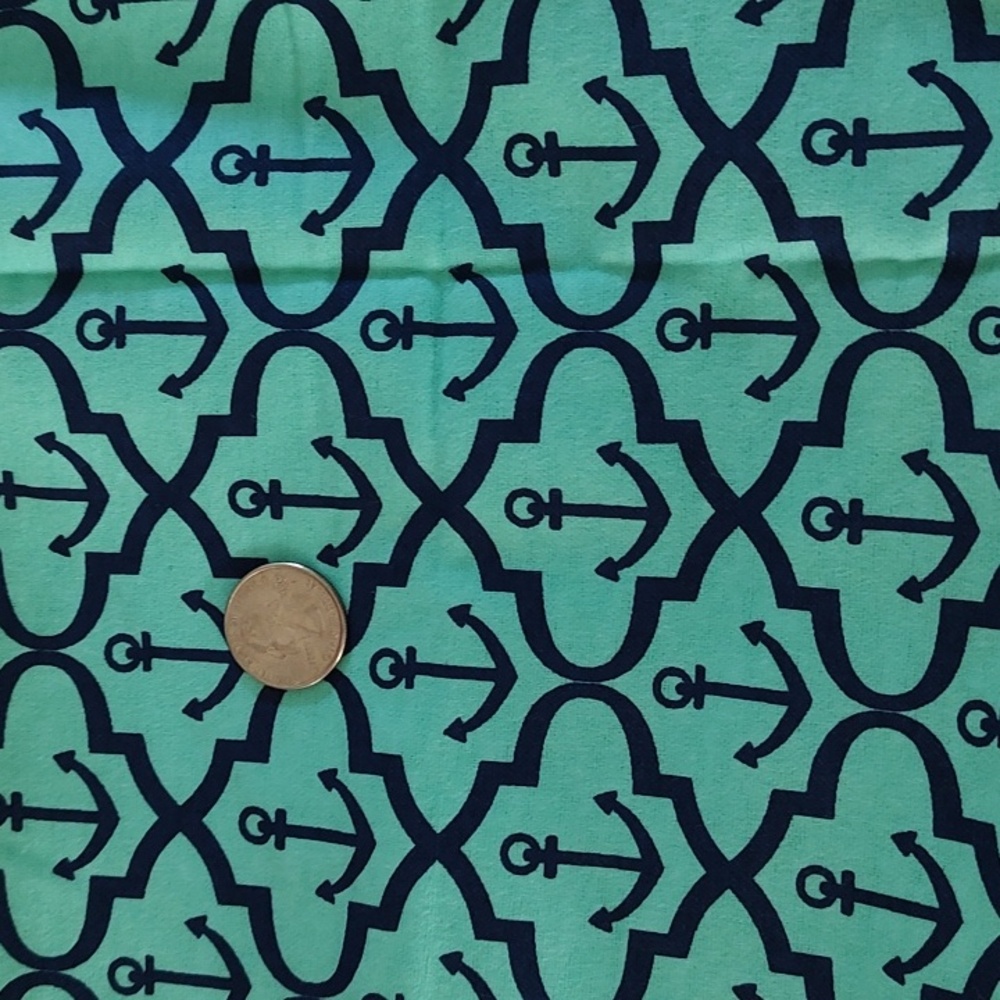 Cotton Fabric Yardage 42"X47". Nautical Sailing Anchor